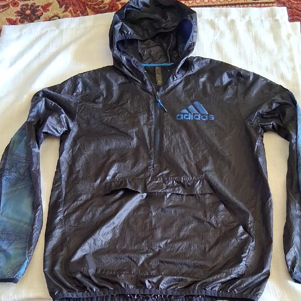 Adidas Men's Black and Blue Windbreaker